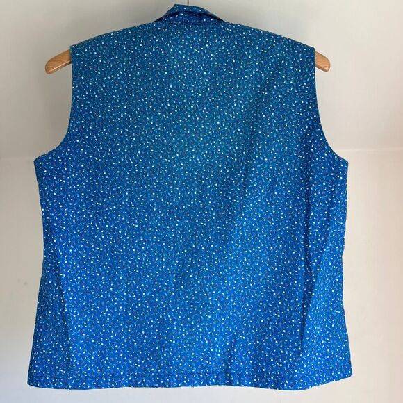Vintage 70s retro farmcore cotton top daggar collar front zip sleeveless western - Picture 5 of 7